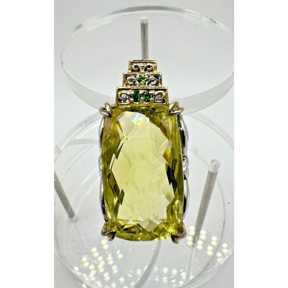 Huge Michael Valitutti Gems en Vogue Sterling Silver Lemon Lime Quartz Pendant